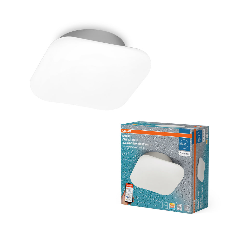 OSRAM Matter SMART+ ORBIS LED AQUA Badkamer Plafondlamp 20x20cm Instelbaar Wit 12W / 3000-6500K