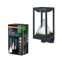 OSRAM SMART+ Outdoor Bluetooth zonne-wandlamp, met warmwit (3000K) en gekleurd licht, werkt ook zonder stroom, tot 2,5 uur brandduur bij 100% lichtsterkte, oplaadbaar via USB-C-kabel, IP44, sensor