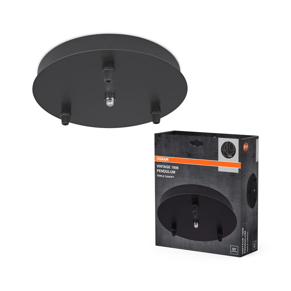 OSRAM Vintage Edition 1906, zwarte kap, beugel voor OSRAM Vintage 1906 pendellampen, aluminium behuizing