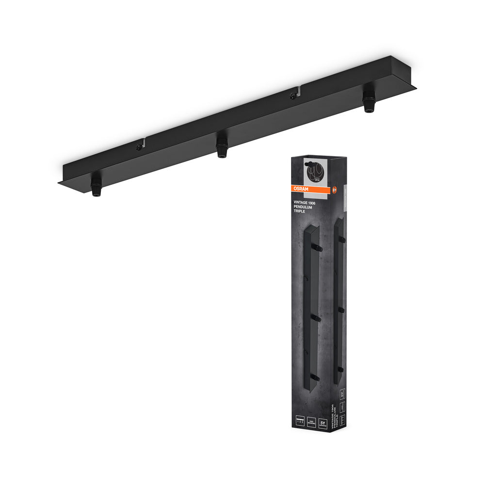 OSRAM Vintage 1906® Hanglamp met 3x plafondplaat, LINEAIR, zwart