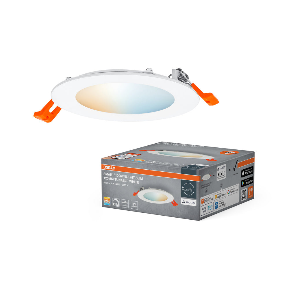 OSRAM Matter SMART+ inbouwspot Ø 120 mm TW 8W instelbaar wit, 3000…6500K