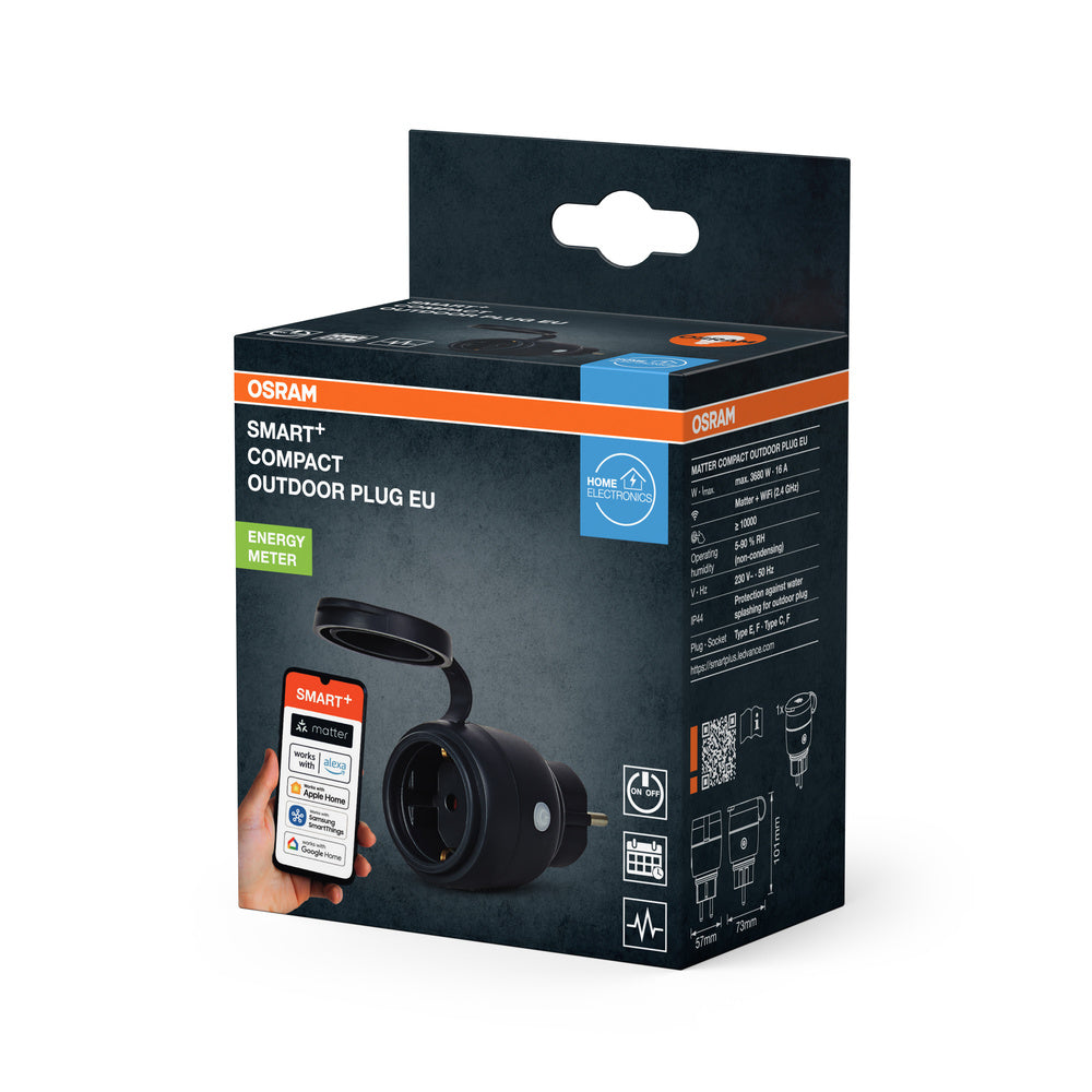 LEDVANCE Matter SMART+ COMPACT Plug smarte outdoor Steckdose, schwarz