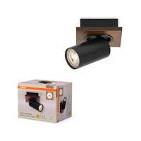 OSRAM DECOR SPOT MERCURY plafond-/wandlamp, 1 x 3,4W, houtlook, zwart