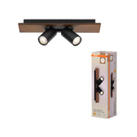 OSRAM DECOR SPOT MERCURY plafondlamp, 2 x 3,4W, houtlook, zwart
