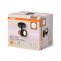 OSRAM DECOR SPOT CORK plafondlamp, 1 x 3,4W, 230lm, zwart