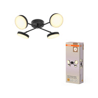 OSRAM DECOR Spot Moon plafondlamp, zwart, 4 kruisvormige spots, 21W
