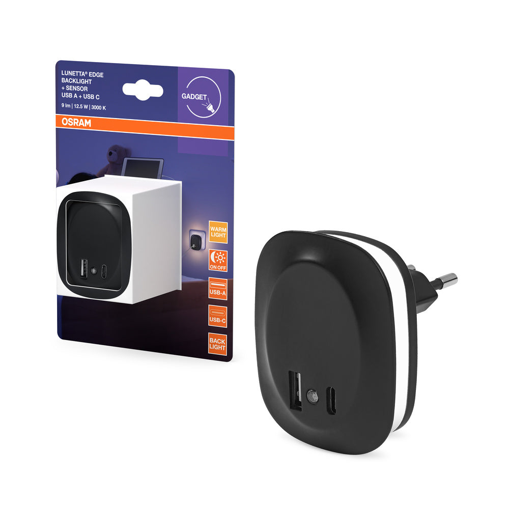 OSRAM LUNETTA EDGE Nachtlampje met stekker, 0,35W, 10lm, zwart