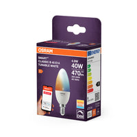 OSRAM Smart+ lamp met ZigBee-technologie, 5W, equivalent aan 40W, E14 fitting, instelbare witte lichtkleur, 470lm