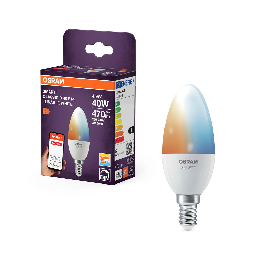 OSRAM Smart+ lamp met ZigBee-technologie, 5W, equivalent aan 40W, E14 fitting, instelbare witte lichtkleur, 470lm