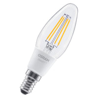 OSRAM SMART+ MATTER Filament Classic vormen, dimbaar in B-vorm, LED-lamp, glas, helder, 4 W, 470 lm, 2700 K, Matter, compatibel met smartspeakers, dimbaar