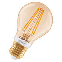 OSRAM SMART+ MATTER Filament Classic vormen, dimbaar in A-vorm, LED-lamp, glas, goud, 6 W, 680 lm, 2400 K, Matter, compatibel met smartspeakers, dimbaar