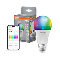 OSRAM SMART+ MATTER Classic shapes Multicolor in A-vorm, LED-lamp, mat, 9 W, 806 lm, van 2700 tot 6500 K, Matter, compatibel met smart speakers, dimbaar