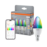 OSRAM SMART+ MATTER Classic shapes Multicolor in B-vorm, LED-lamp, mat, 4,9 W, 470 lm, van 2700 tot 6500 K, Matter, compatibel met smartspeakers, dimbaar