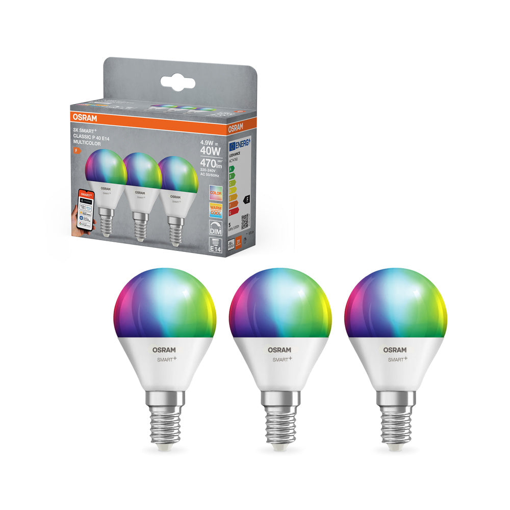 OSRAM SMART+ Matter Classic shapes Multicolor 4.9W 827-865 Multicolor E14 3-pack