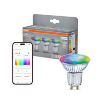 OSRAM SMART+ MATTER Spot Multicolor in PAR16-vorm, LED-spot, glas, 4,7 W, 350 lm, van 2700 tot 6500 K, Matter, compatibel met smart speakers, dimbaar