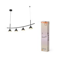 OSRAM DECOR Fuji Hanglamp Lineair 4-lichts hanglamp 16W 930 Zwart