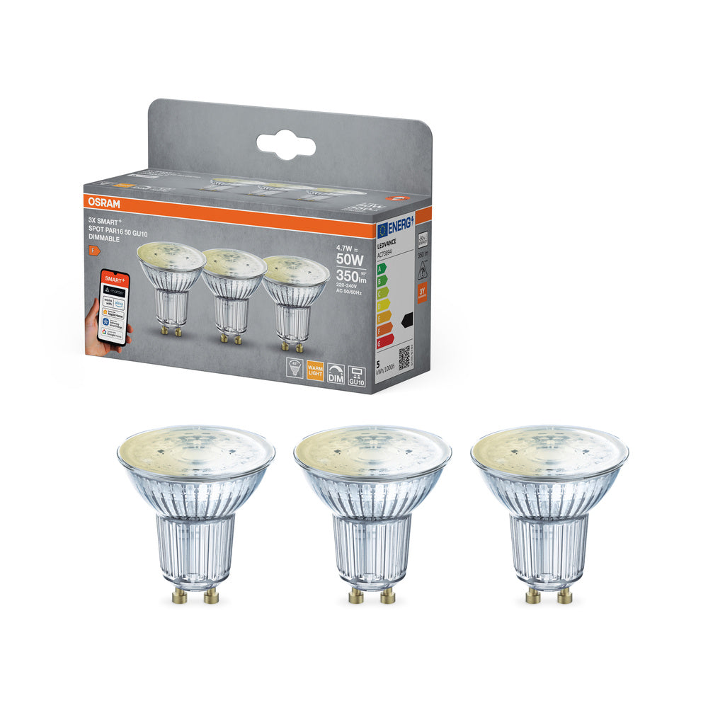 OSRAM SMART+ Matter Spot GU10 dimmbar 4.7W 827 DIM GU10 3er-Pack