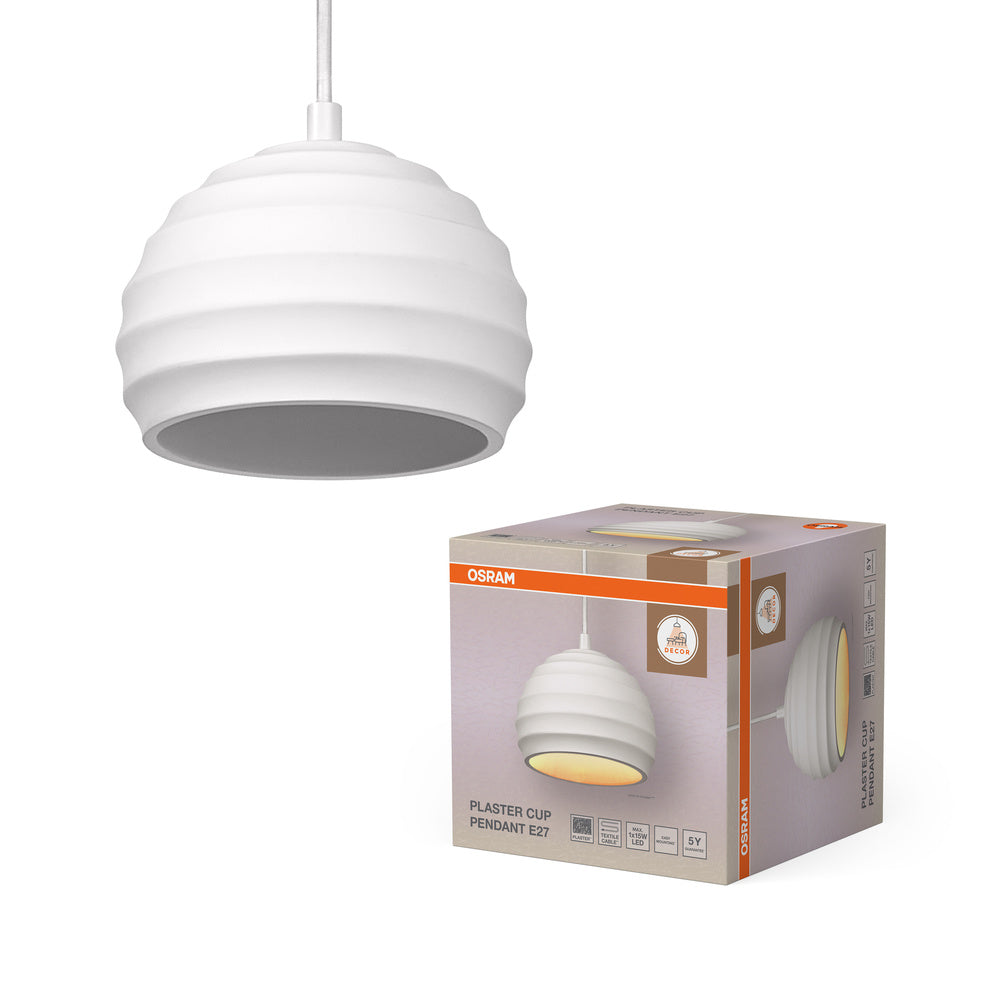 OSRAM DECOR Plaster Gips-Leuchte, Pendelleuchte E27, 160 mm