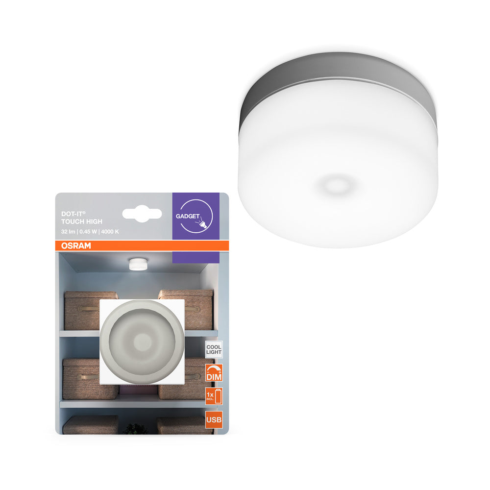 OSRAM DOT-it touch high Battery USB LED-lamp voor wand/onderkant kast 0,45W / 4000K koel wit