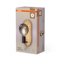 OSRAM DECOR houten wandlamp, zwart/hout, E27