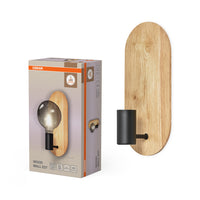 OSRAM DECOR houten wandlamp, zwart/hout, E27