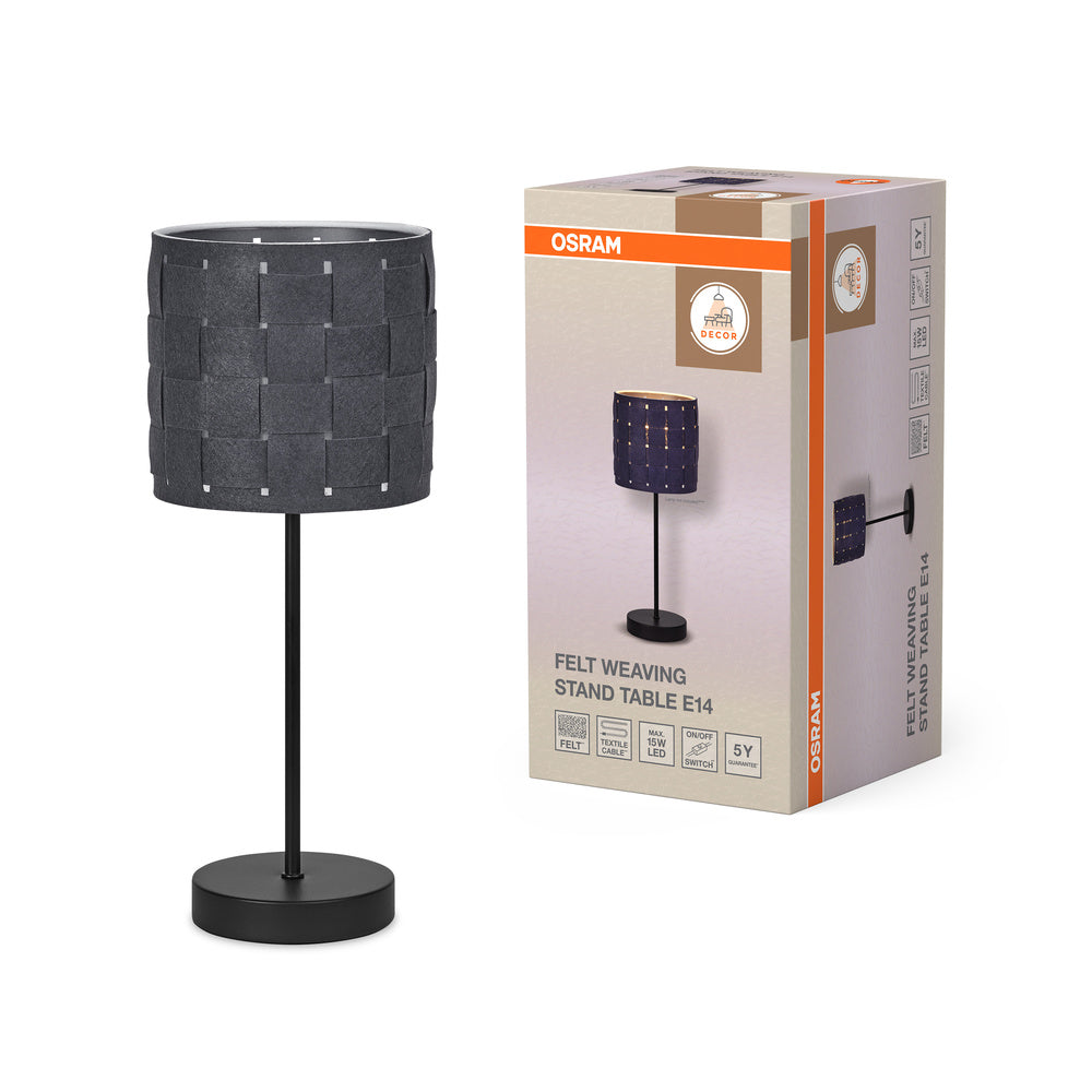 OSRAM DECOR Tafellamp Decor Vilt Geweven Voet grijs, E14