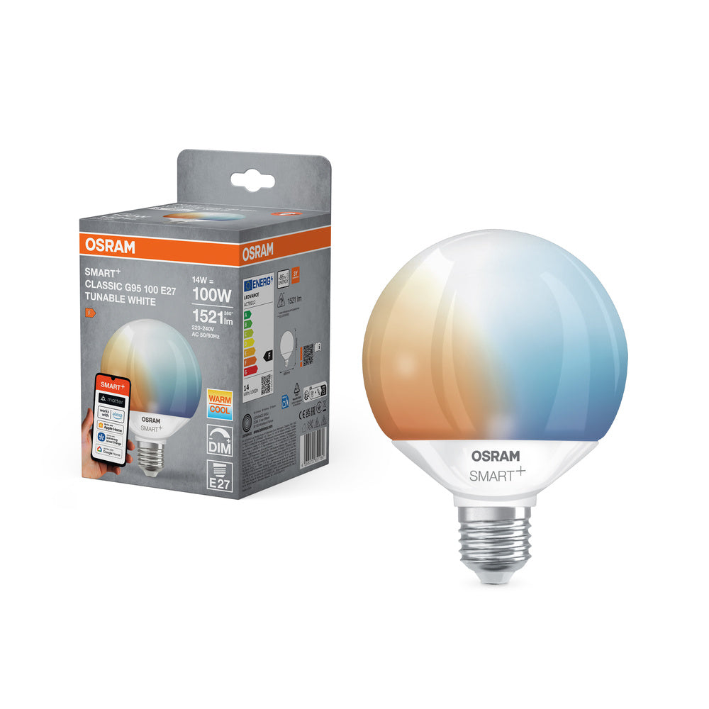 OSRAM Matter SMART+ lamp Globe Tunable White G95 (voorheen 100W) 14W / 2700-6500K E27
