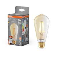 OSRAM Matter SMART+ LED-lamp met wifi-technologie in goudkleurige Edison-vorm, E27-fitting, dimbaar, warm wit (2400K), vervangt 53W gloeilampen, SMART+ WiFi Classic Dimmable, 1 stuk