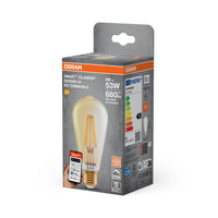 OSRAM Matter SMART+ LED-Lampe mit WiFi Technologie in Gold Edison Form, Sockel E27, Dimmbar,Warmweiß (2400K), ersetzt Glühlampen mit 53 W, SMART+ WiFi Classic Dimmable, 1er-Pack