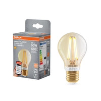 OSRAM Matter SMART+ LED-lamp met wifi-technologie in goudkleurig glas, E27 fitting, dimbaar, warm wit (2400K), vervangt 53W gloeilampen, SMART+ WiFi Classic Dimmable, 1 stuk