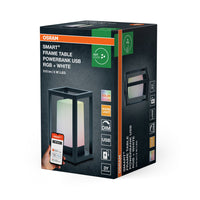 OSRAM SMART+ WiFi Tafellamp met frame, powerbank, USB RGB-verlichting, draagbaar, zwart, 3000K, 12x20,3 cm