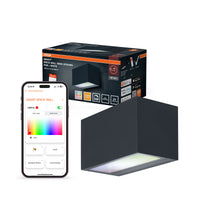 OSRAM SMART+ WiFi Brick Wide LED-wandlamp Up/Down donkergrijs, 14 W, 600 lm, RGB+W 3000 K, WiFi, Alexa, IP44 buiten