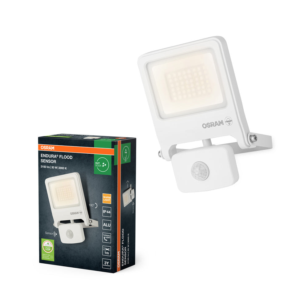 OSRAM ENDURA® LED-spot met sensor, 30W / 3000K warm wit