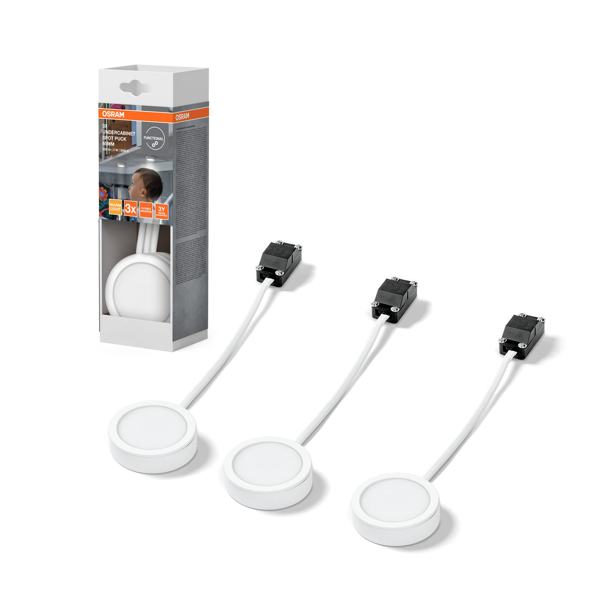 OSRAM Unterschrank-Spot rund 65mm 3 Stück Weiß