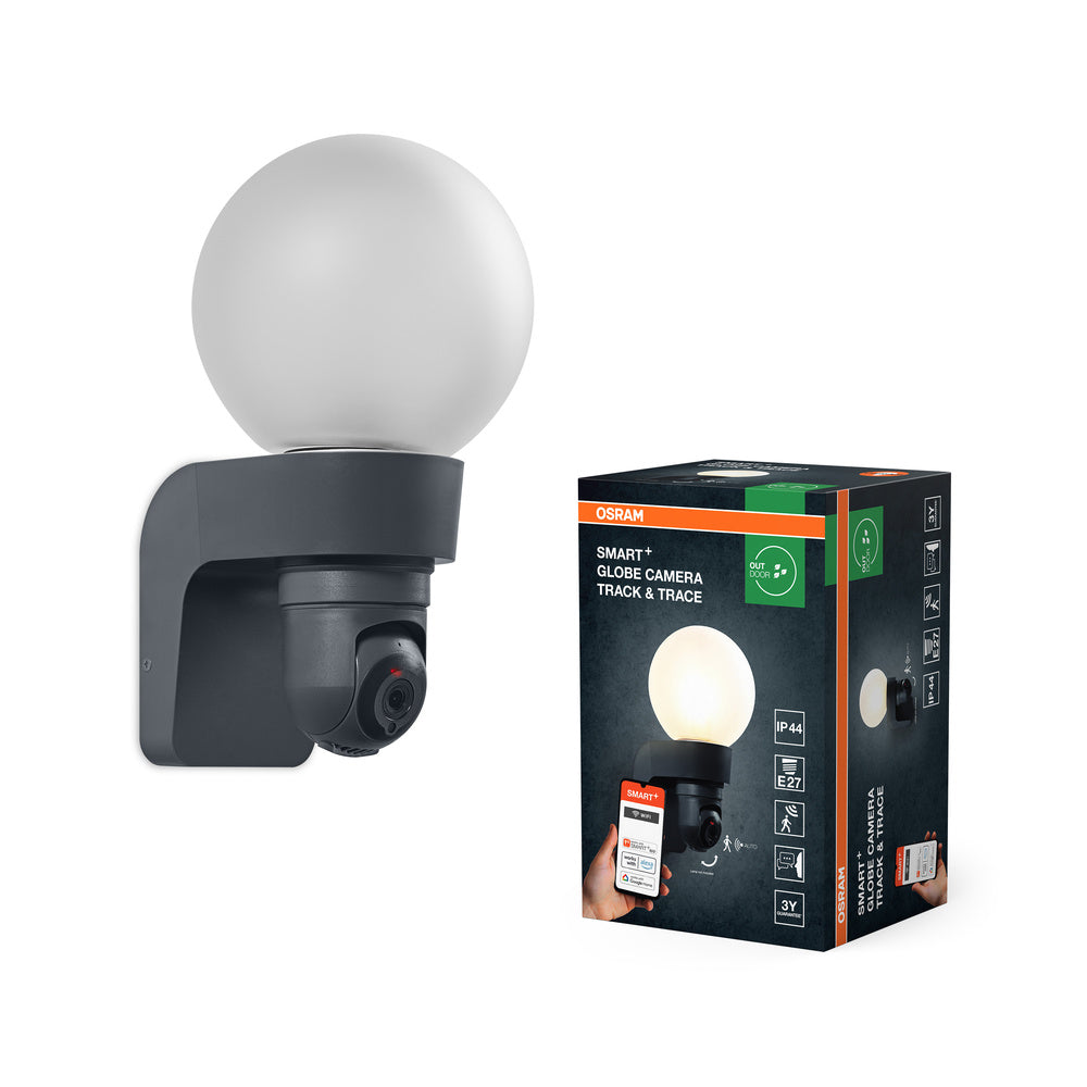 OSRAM SMART+ buitenwandlamp met camera, E27 fitting.