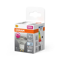 OSRAM dimbare PAR16 LED-reflectorlamp met GU10-fitting, koel wit (4000K), glazen spot, 3,7W, vervanging voor 35W reflectorlamp, LED SUPERSTAR PAR16