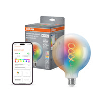 OSRAM SMART+ MATTER Filament Classic vormen, meerkleurig in bolvorm, LED-lamp, glas, helder, 4,8 W, (ex 40 W), 470 lm, RGBW, Matter, compatibel met smart speakers, dimbaar