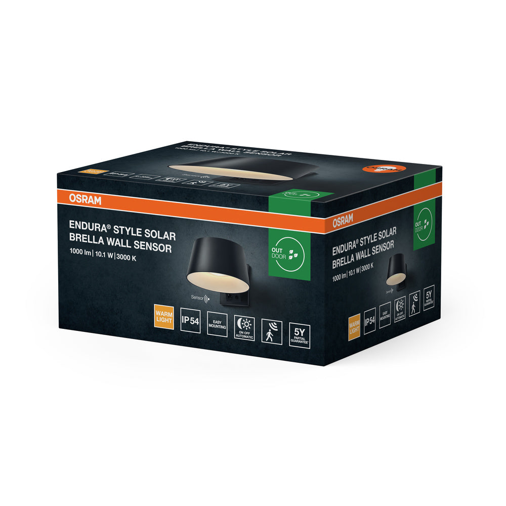 ENDURA STYLE SOLAR BRIGHT SENSOR Wall Brella IP54 Dark Grey