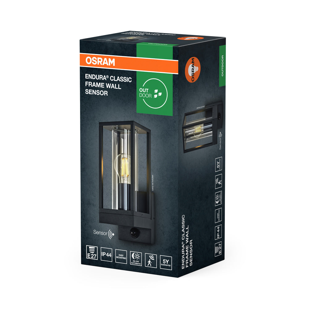 ENDURA CLASSIC FRAME Wall Sensor E27 IP54 Dark Grey