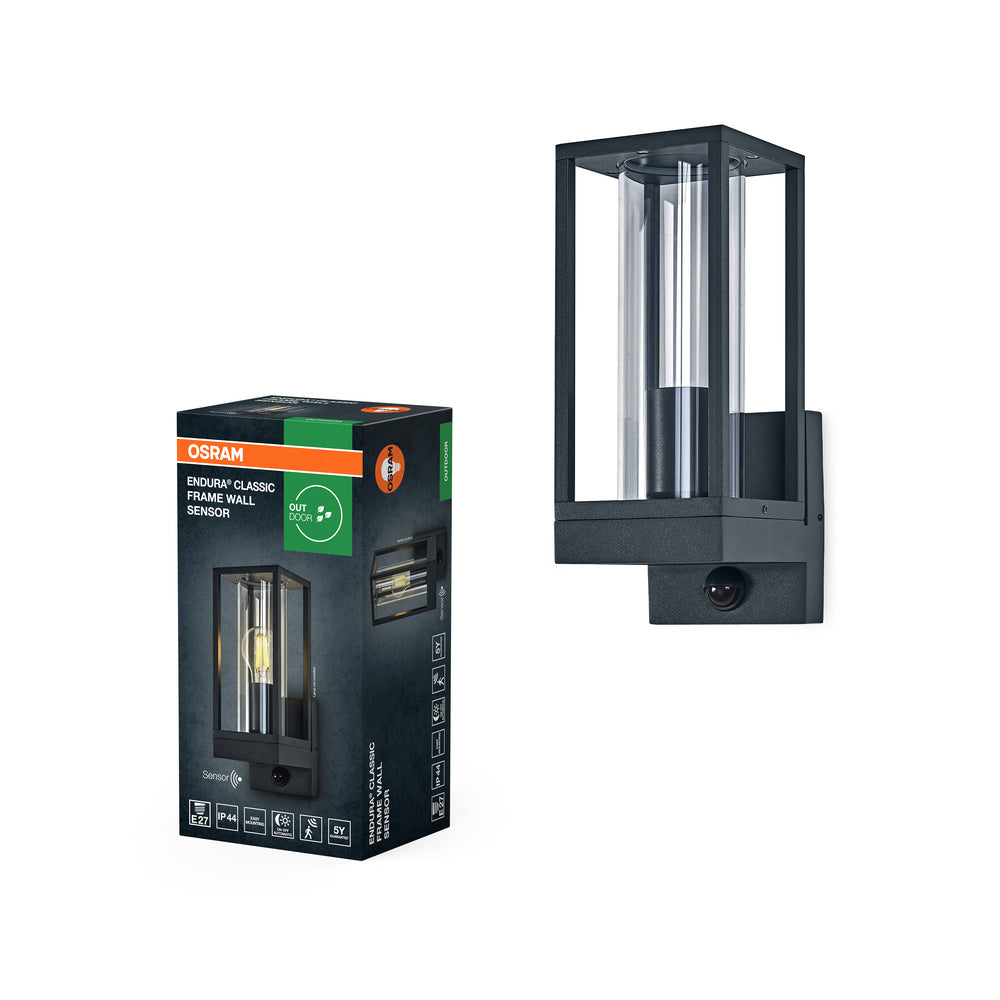 ENDURA CLASSIC FRAME Wall Sensor E27 IP54 Dark Grey
