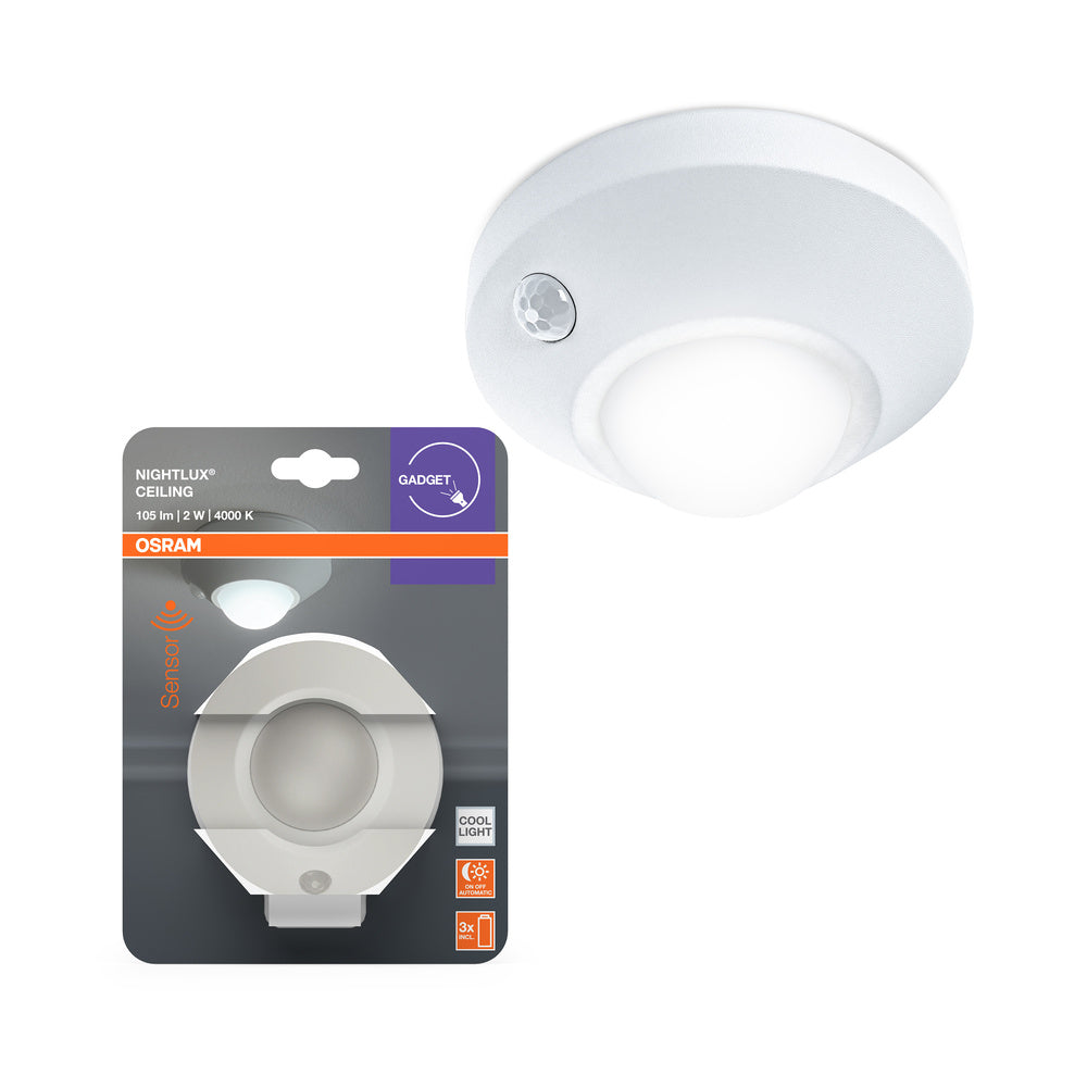 OSRAM NIGHTLUX® LED Deckenleuchte / Nachtlicht mit Sensor batteriebetrieben 2W / 4000K Kaltweiß, weiß