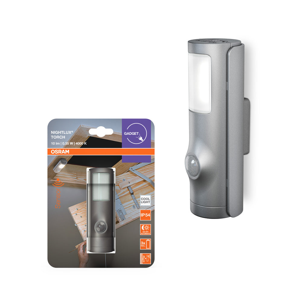 OSRAM NIGHTLUX® Zaklamp Wit, draagbaar nachtlampje met bewegingssensor, grijs