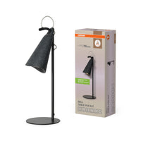 OSRAM Decor Bell Tischleuchte E27 Schwarz, Tischlampe, Metall, PCR, mit flexibel einstellbarem Leuchtenschirm