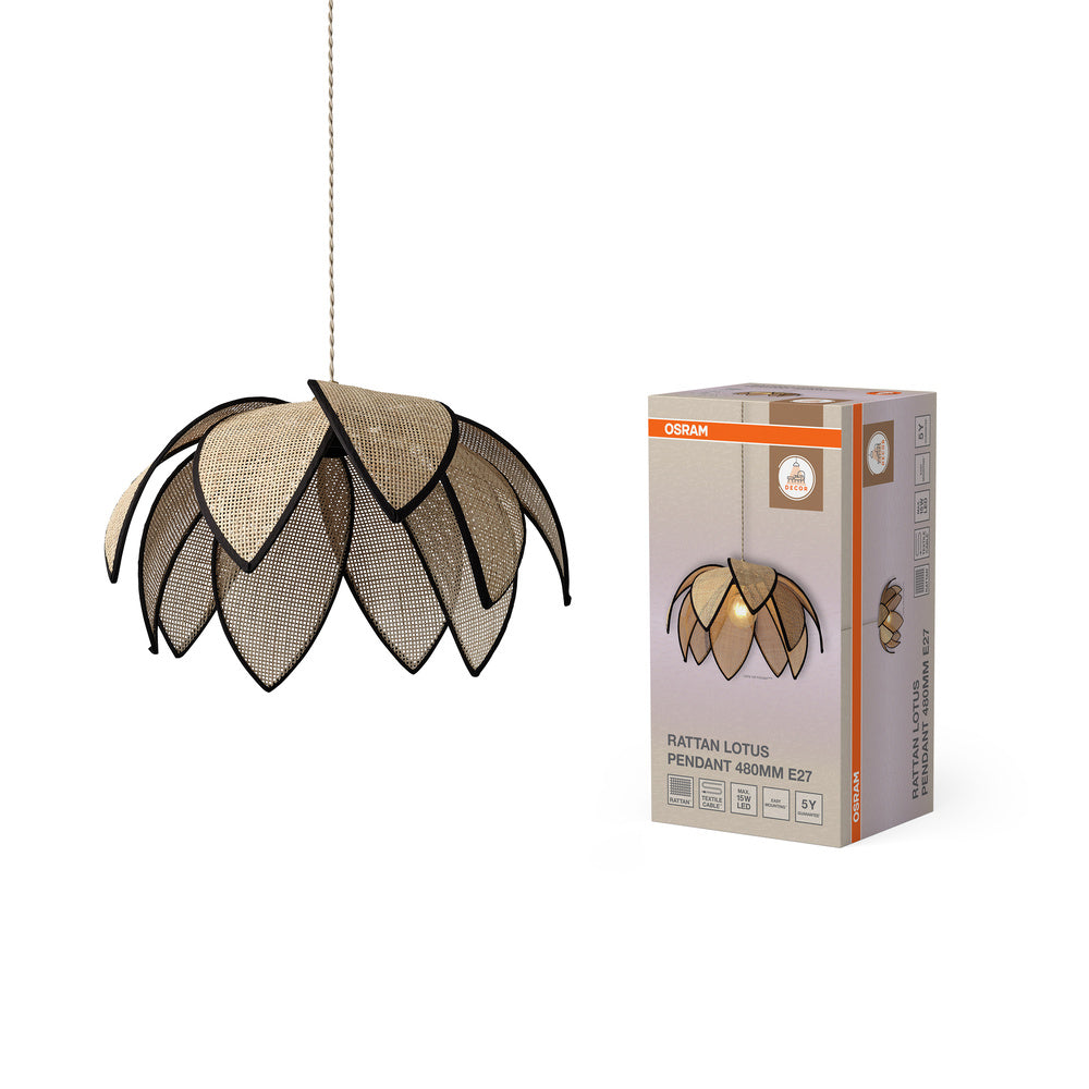 Decor Rattan Lotus Pendant 480 E27 Brown