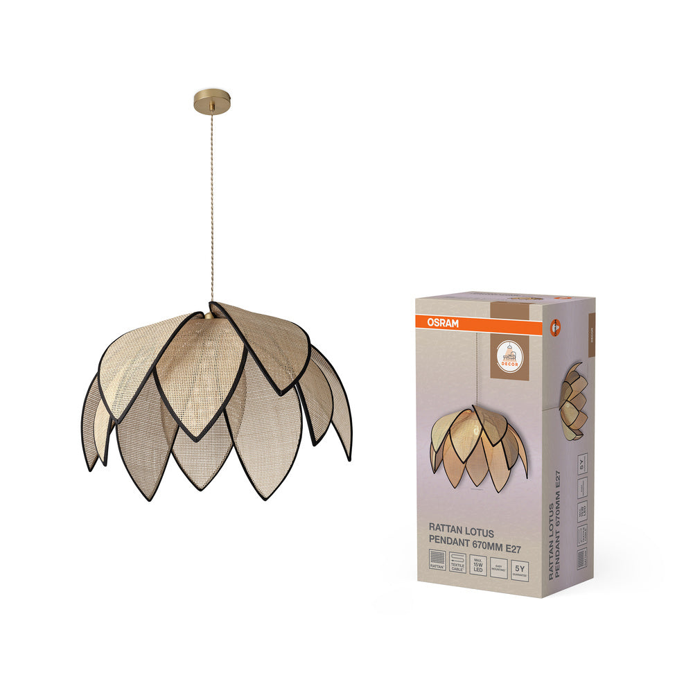 Decor Rattan Lotus Pendant 670 E27 Brown