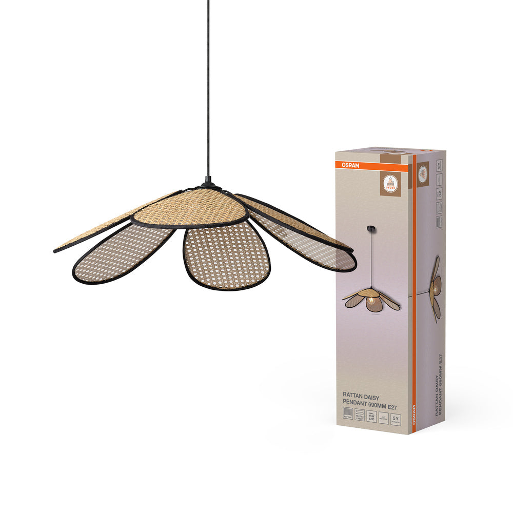 Decor Rattan Daisy Pendant 690 E27 Brown
