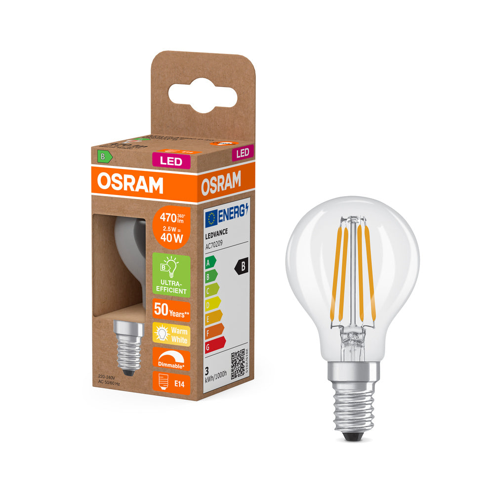 OSRAM SUPERSTAR+ CLASSIC P FIL 40 LED-lamp, 2,9W, 470lm, warm wit, E14