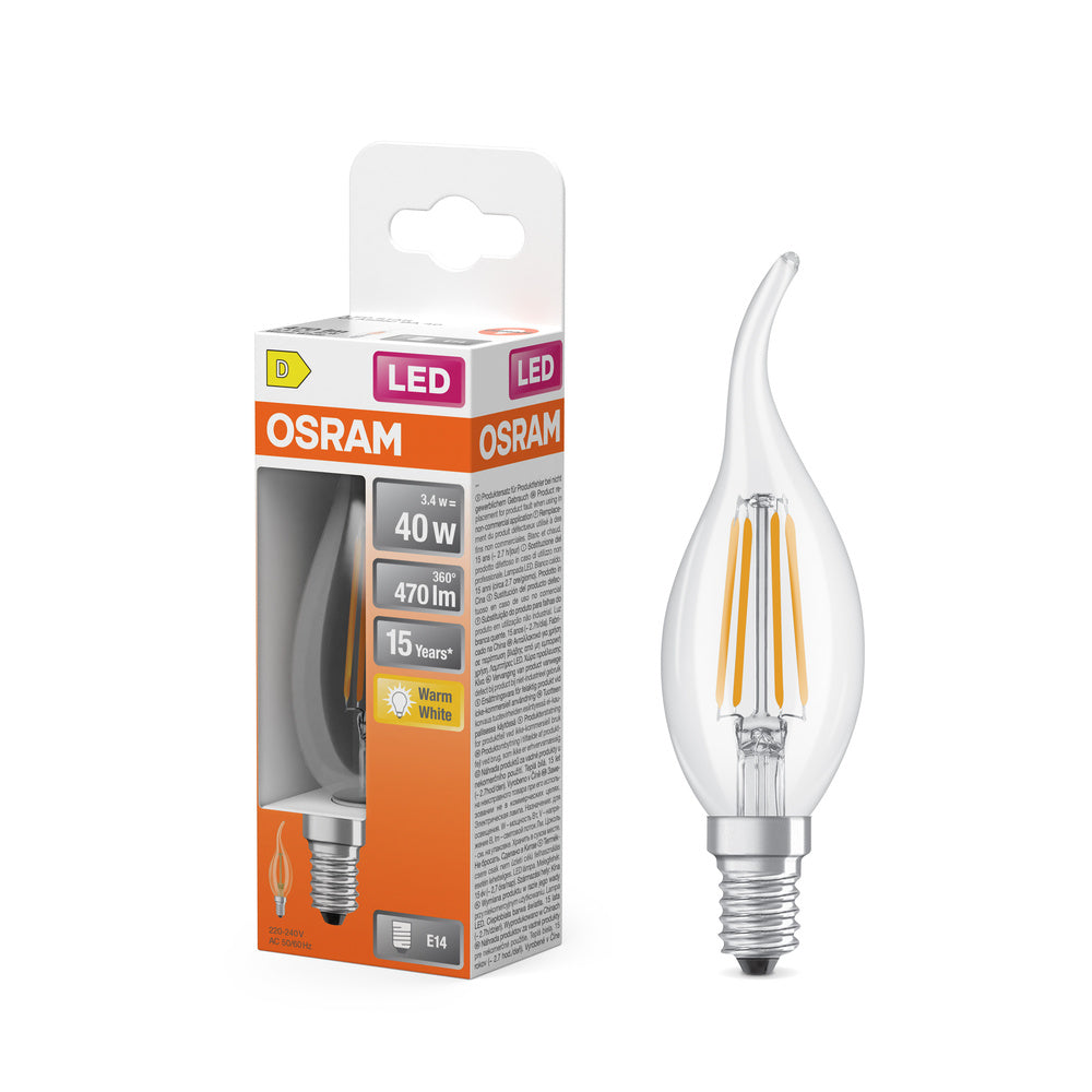 OSRAM LED Retrofit Classic BA 3.4W 827 transparant E14
