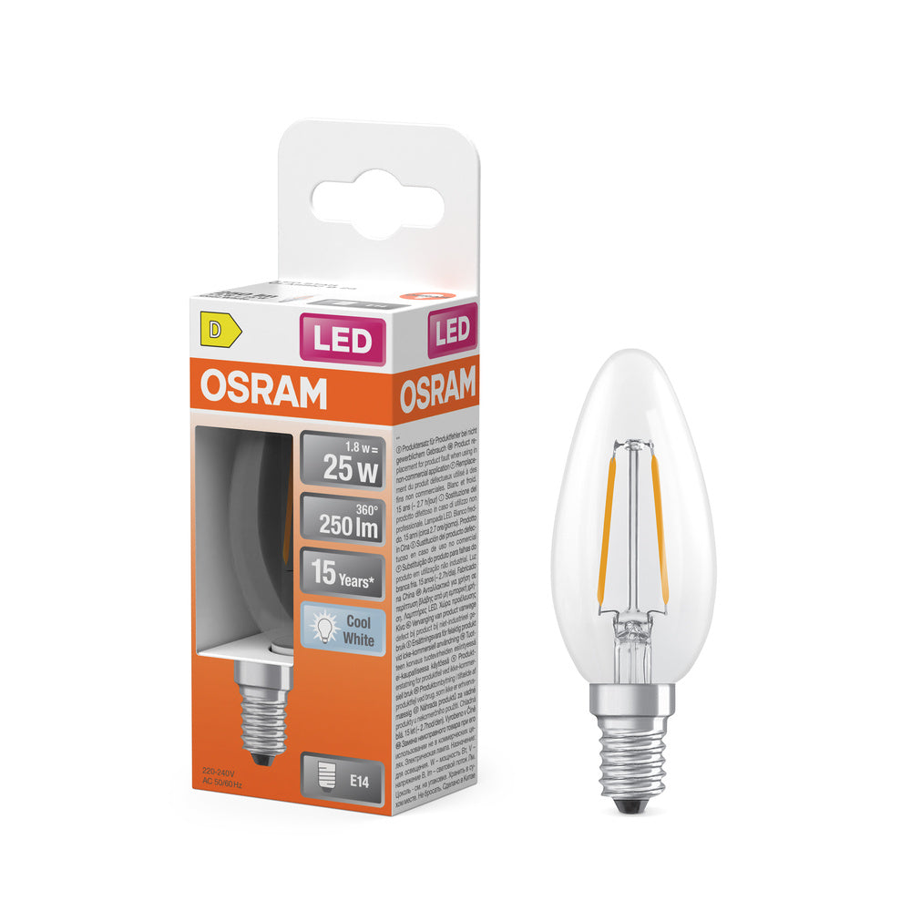 OSRAM Retrofit Classic B LED-lamp in kaarsvorm (voorheen 25W) 2,5W / 4000K koel wit E14