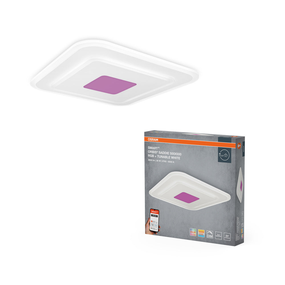 OSRAM Wifi SMART+ ORBIS SADDIE LED RGBW meerkleurige plafondlamp 50x50cm Instelbaar wit 36W / 2700-6500K